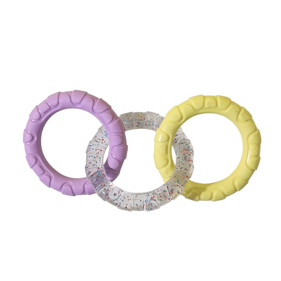 3-Ring TPR Dog Tug Toy Interactive Pull Teething Chew Toy for Indoor Backyard Training Play 8.66"×3.54"
