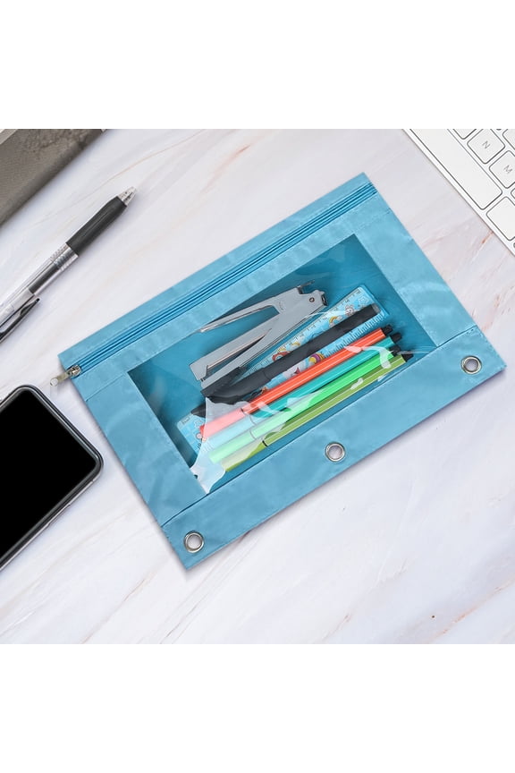 3-Ring Transparent PVC Storage Pouch – Detachable Large-Capacity Stationery Organizer for Binders, Office, Household & Campus Prep