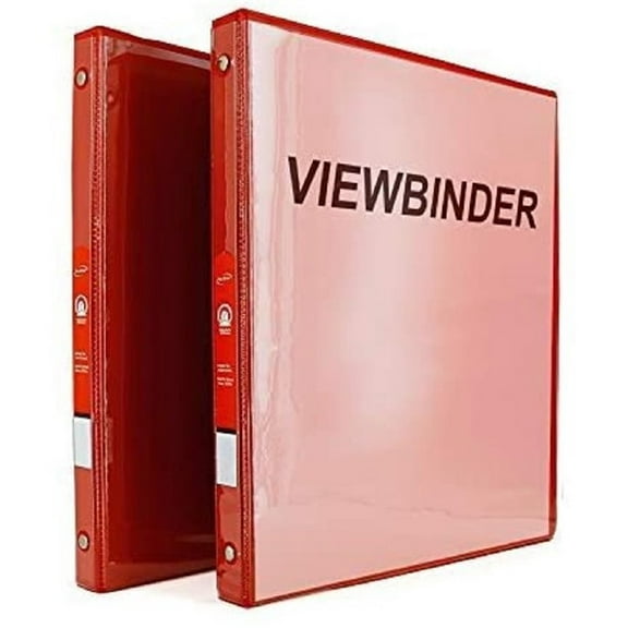 3 Ring View Binder 0.5" with 2 Pockets Available in Red (2 Pack) by Emraw