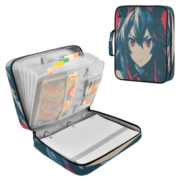 3 Ring Zipper Binder with Accordion File Organizer Waterproof Back to College Binder - 7 Layer Document Organizer for Study Home Office College Travel Supplies Fox Messenger