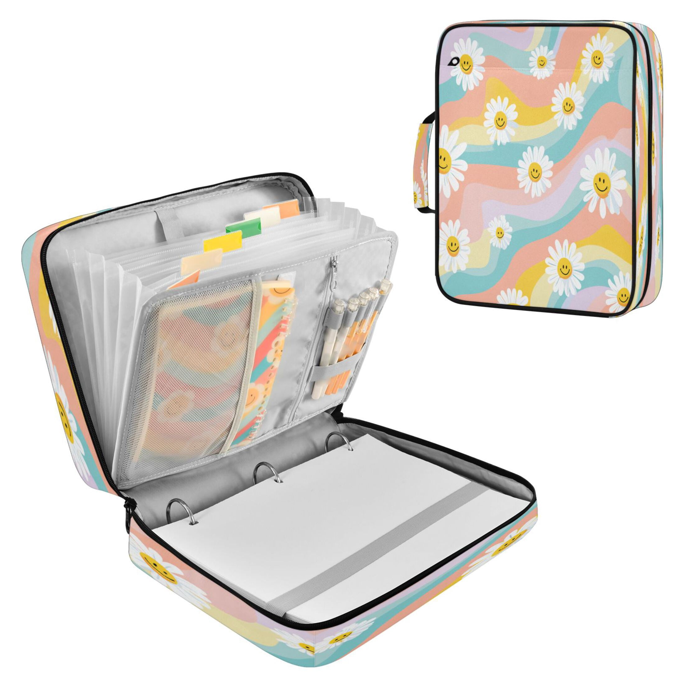 3 Ring Zipper Binder with Accordion File Organizer Waterproof Back to ...