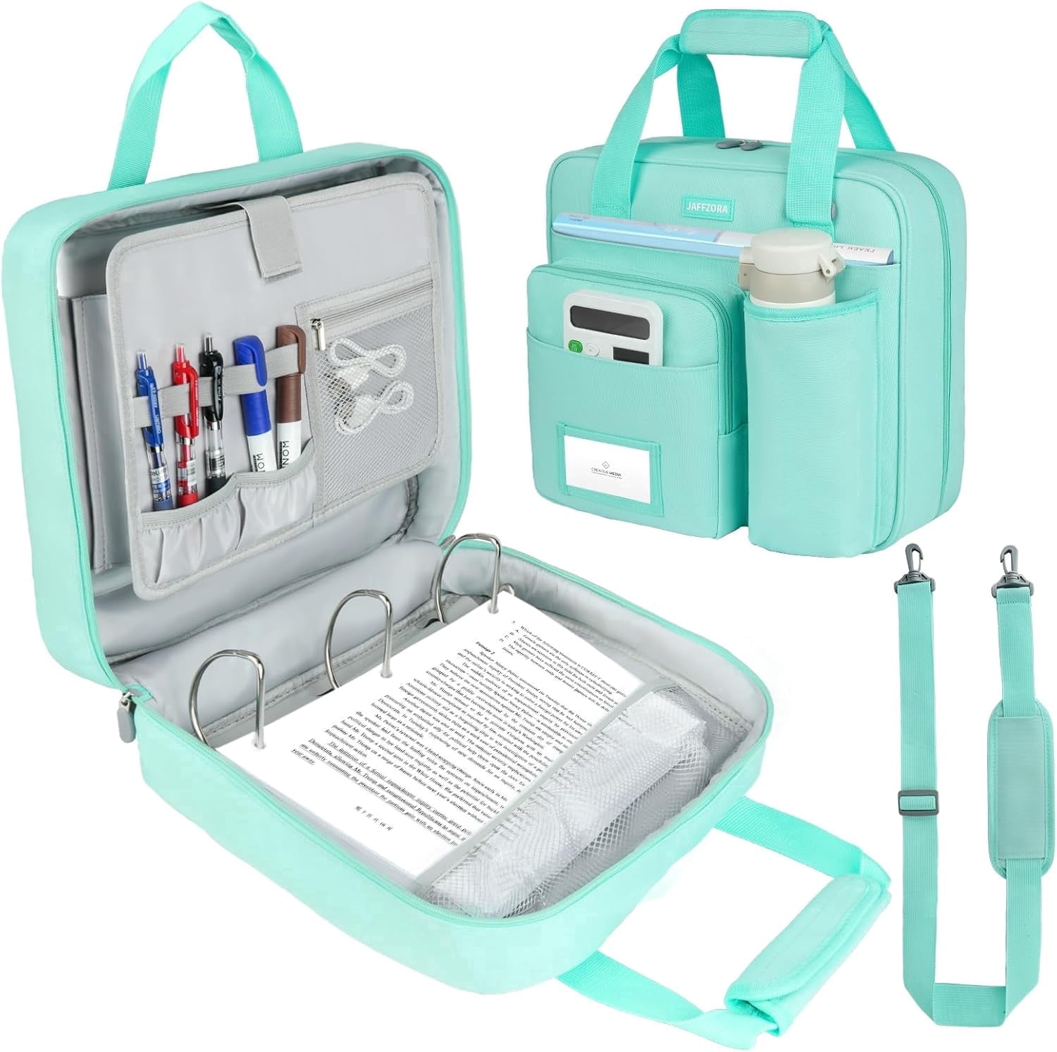 3 Ring Zipper Binder Bag, 3 Inch D-Ring 700 Sheet Capacity, Portable ...