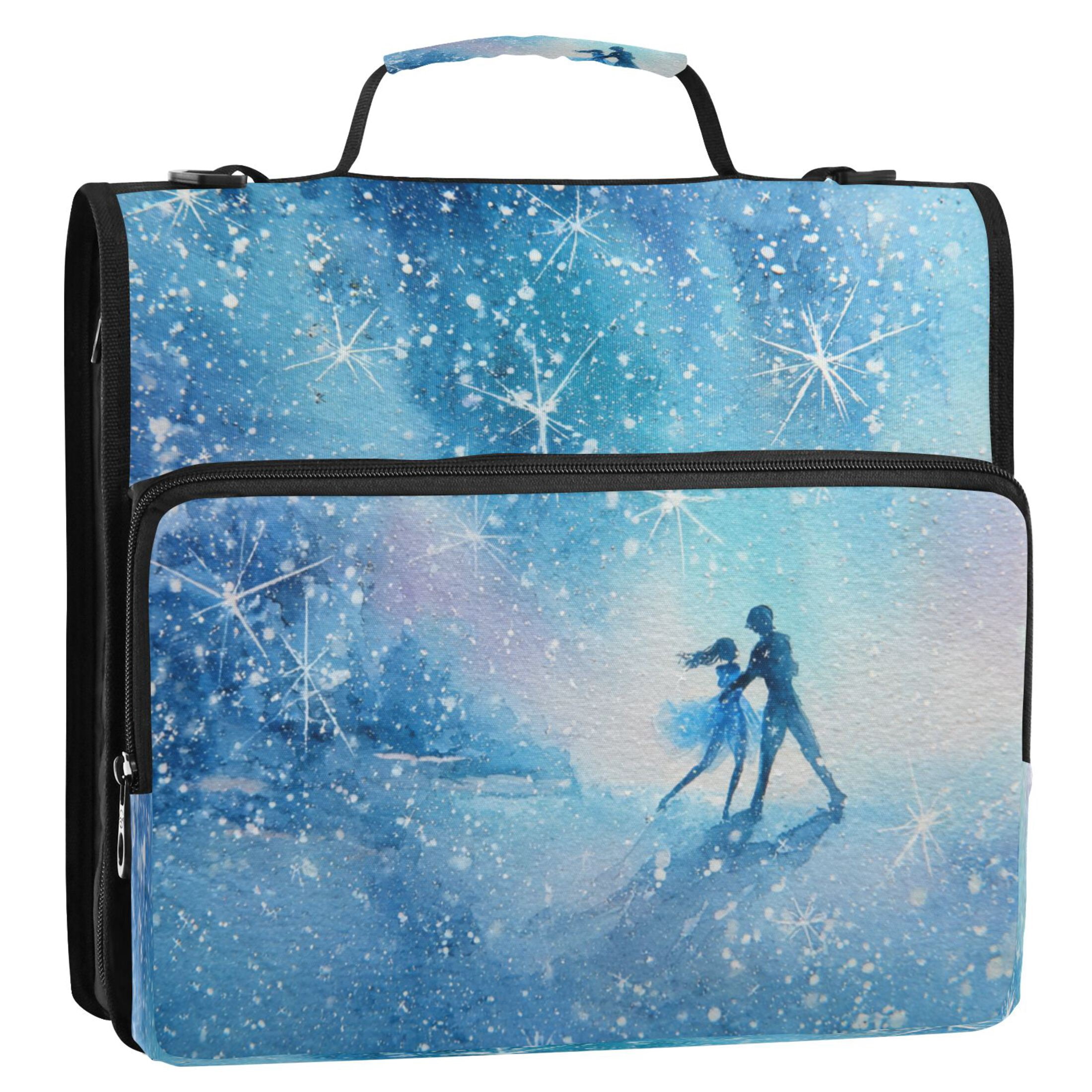 3 Ring Zipper Binder Stationery Organizer for Study Work Home Travel, All-Purpose File Folder Storage Bag for Daily Document Organization Celestial Couple Print