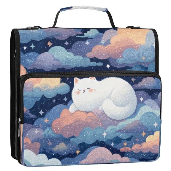 3 Ring Zipper Binder Stationery Organizer for Study Work Home Travel, All-Purpose File Folder Storage Bag for Daily Document Organization Gothic Dream Cat