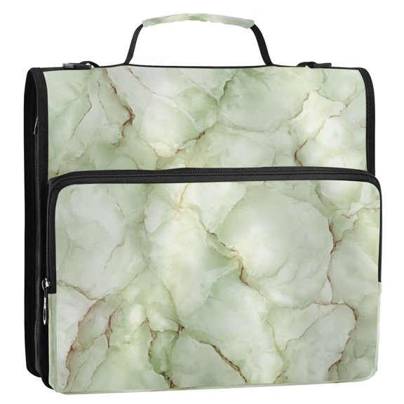 3 Ring Zipper Binder Stationery Organizer for Study Work Home Travel, All-Purpose File Folder Storage Bag for Daily Document Organization Pale Green Stone Design