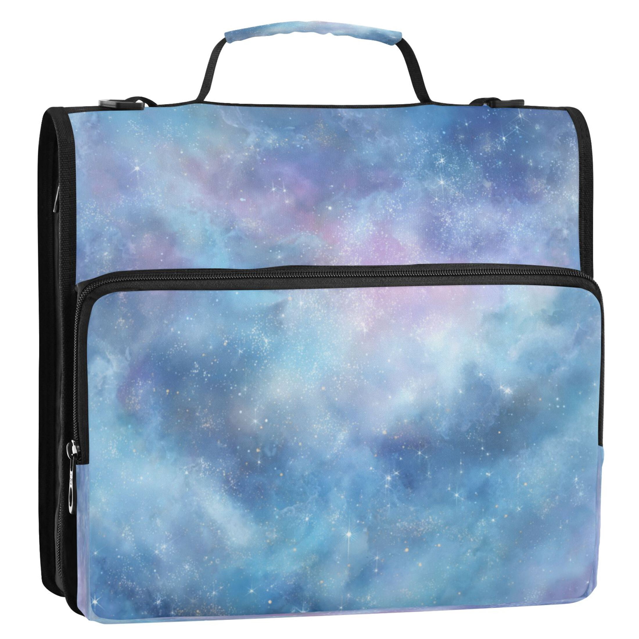3 Ring Zipper Binder Stationery Organizer for Study Work Home Travel, All-Purpose File Folder Storage Bag for Daily Document Organization Seamless Cosmic Texture Design