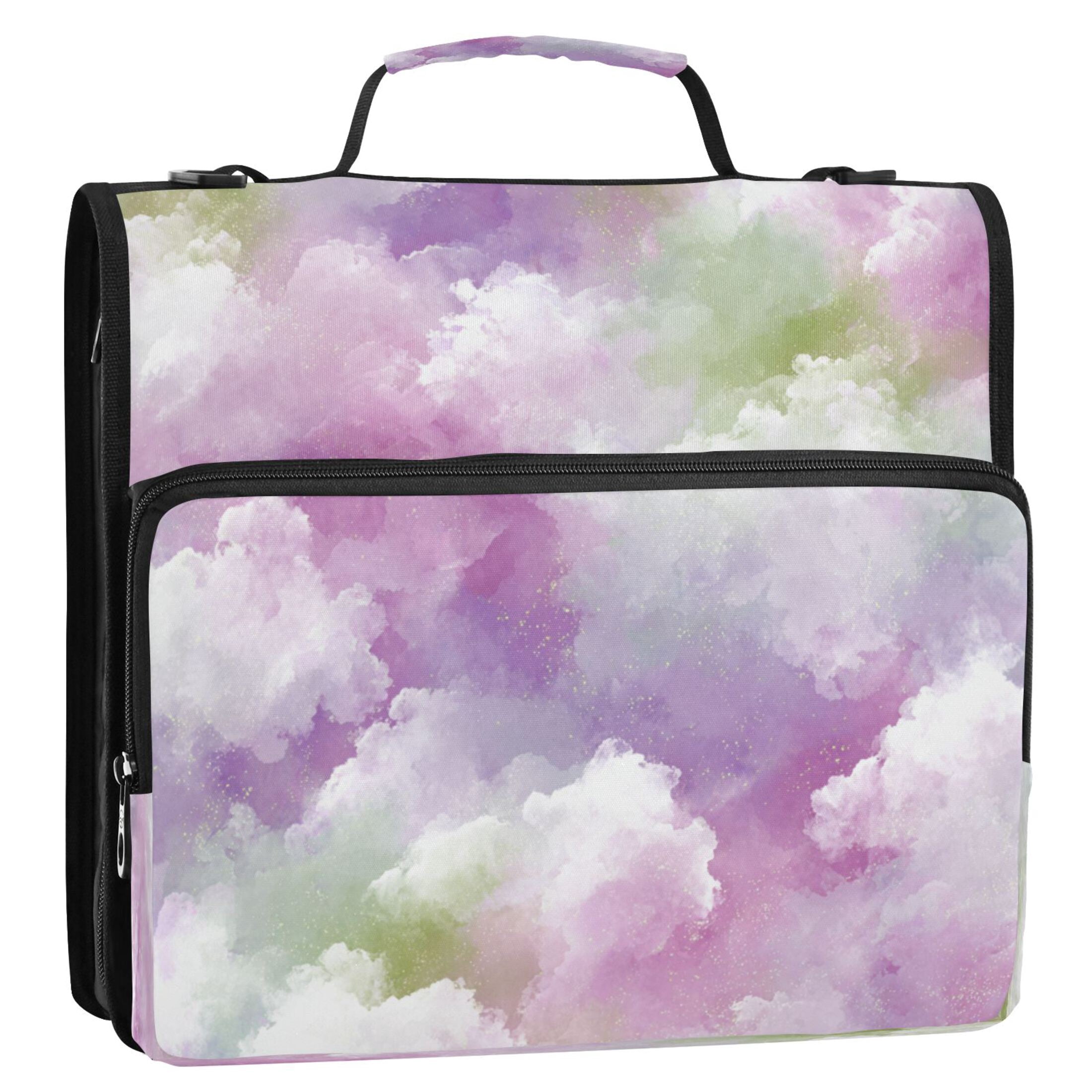 3 Ring Zipper Binder Stationery Organizer for Study Work Home Travel, All-Purpose File Folder Storage Bag for Daily Document Organization Soft Cloud Glimmer