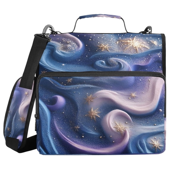 3 Ring Zipper Binder with Shoulder Strap Waterproof Trapper Keeper 2 Inch D-Ring 500 Sheets Capacity 3d Starry Sky