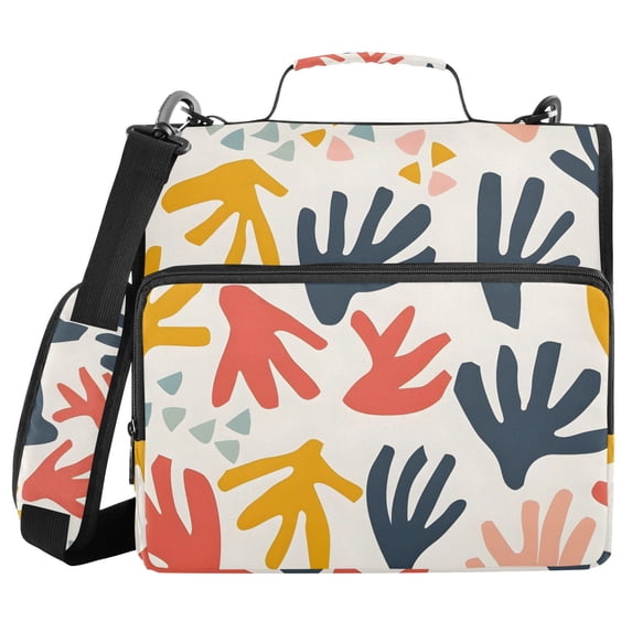 3 Ring Zipper Binder with Shoulder Strap Waterproof Trapper Keeper 2 Inch D-Ring 500 Sheets Capacity Abstract Playful Shape