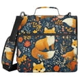thumbnail image 1 of 3 Ring Zipper Binder with Shoulder Strap Waterproof Trapper Keeper 2 Inch D-Ring 500 Sheets Capacity Adorable Foxes with Flowers Leaves, 1 of 7