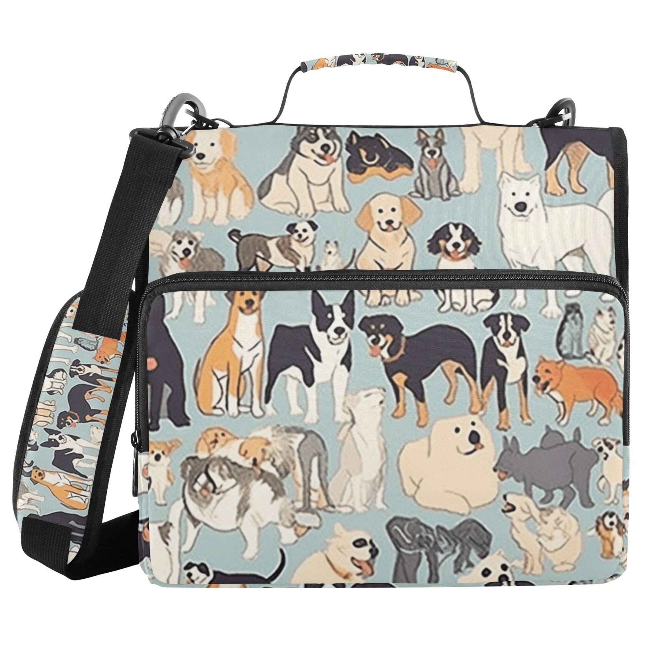 3 Ring Zipper Binder with Shoulder Strap Waterproof Trapper Keeper 2 Inch D-Ring 500 Sheets Capacity All Kinds Of Dogs