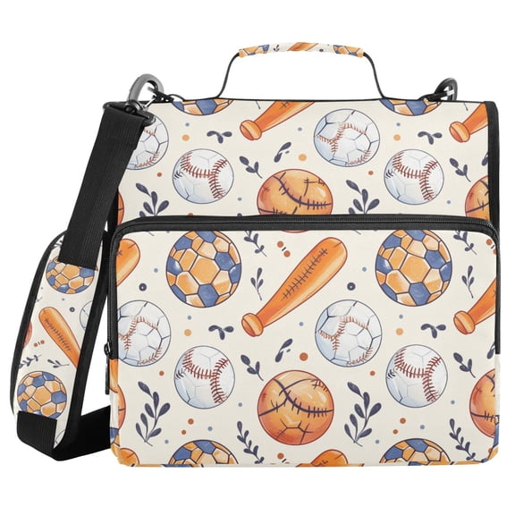 3 Ring Zipper Binder with Shoulder Strap Waterproof Trapper Keeper 2 Inch D-Ring 500 Sheets Capacity Baseball Bats Soccer Basketball