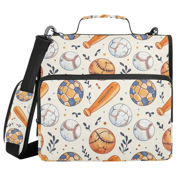 3 Ring Zipper Binder with Shoulder Strap Waterproof Trapper Keeper 1.5 Inch D-Ring 500 Sheets Capacity Baseball Bats Soccer Basketball