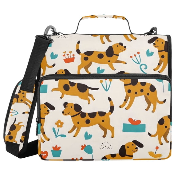 3 Ring Zipper Binder with Shoulder Strap Waterproof Trapper Keeper 2 Inch D-Ring 500 Sheets Capacity Beagle Dogs and Plants