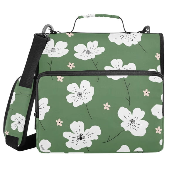 3 Ring Zipper Binder with Shoulder Strap Waterproof Trapper Keeper 2 Inch D-Ring 500 Sheets Capacity Beautiful Abstract Flowers