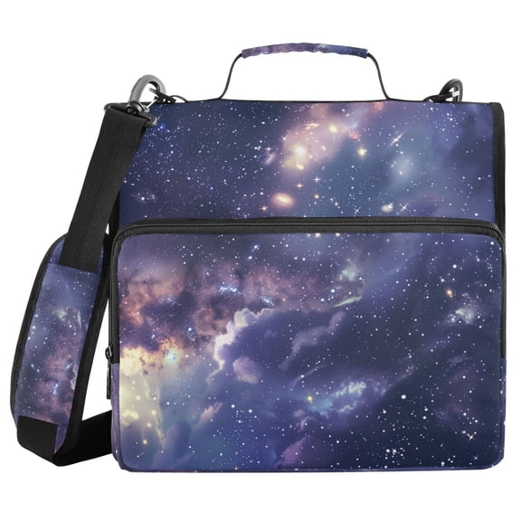 3 Ring Zipper Binder with Shoulder Strap Waterproof Trapper Keeper 2 Inch D-Ring 500 Sheets Capacity Beautiful Milky Way