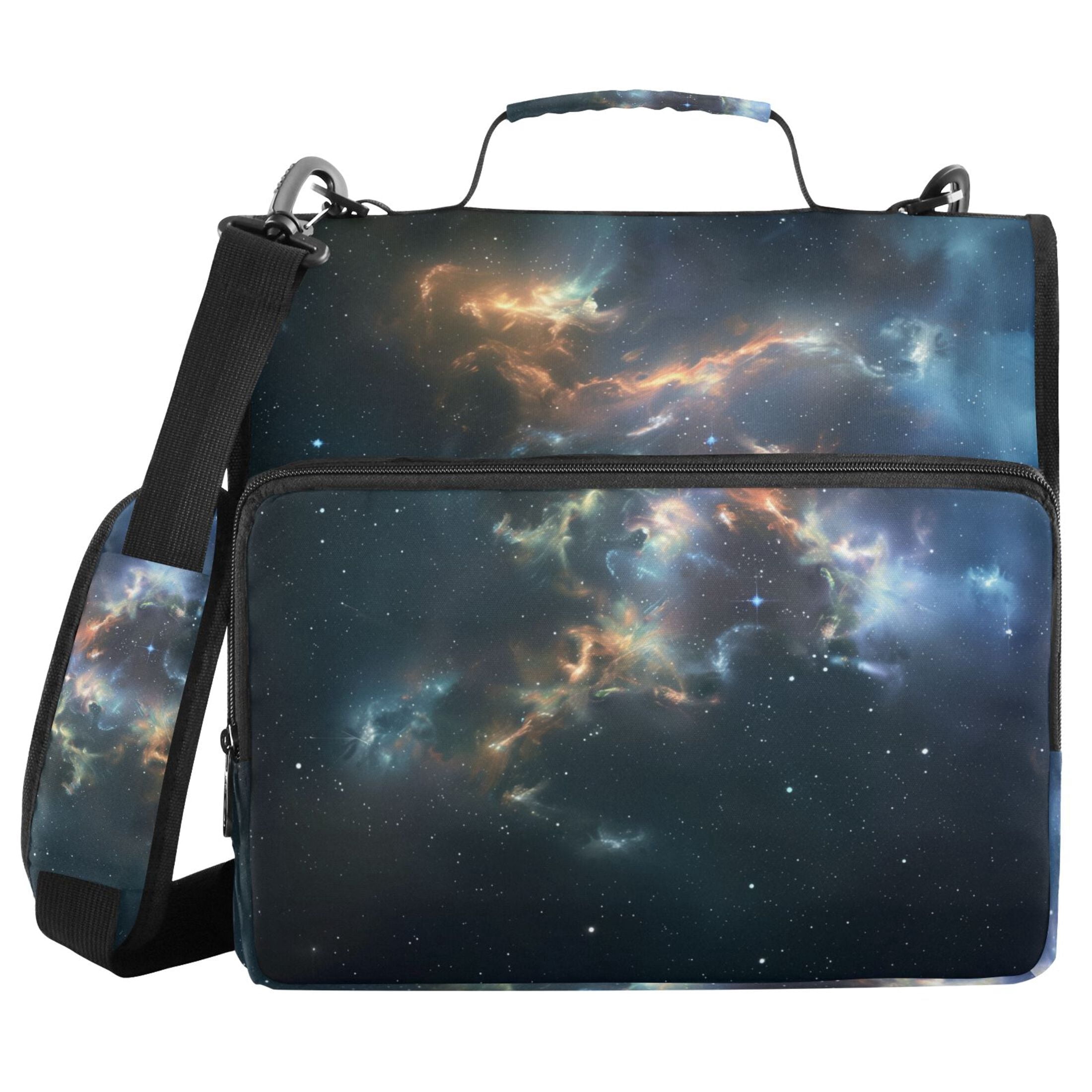 3 Ring Zipper Binder with Shoulder Strap Waterproof Trapper Keeper 2 Inch D-Ring 500 Sheets Capacity Beautiful Nebulae