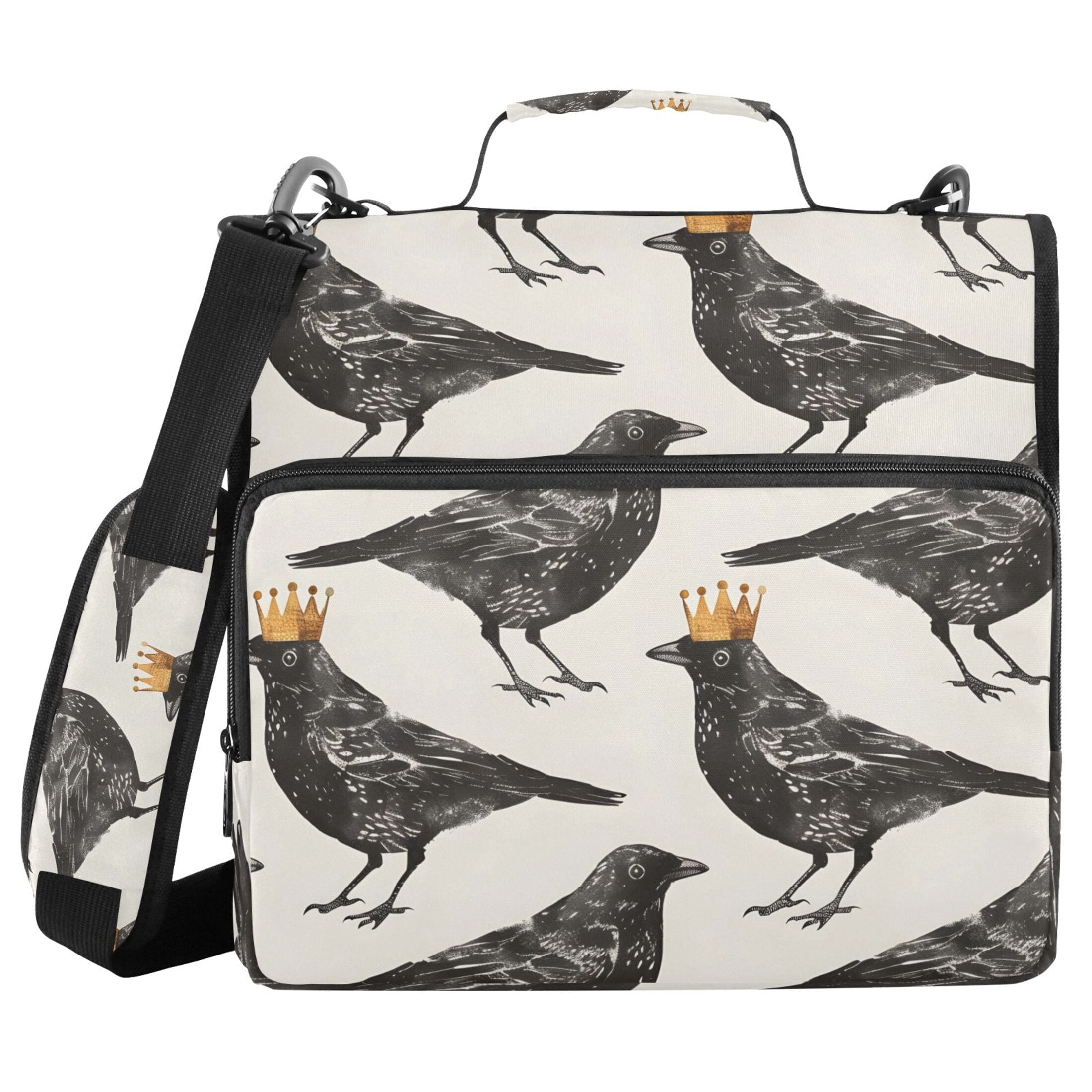 3 Ring Zipper Binder with Shoulder Strap Waterproof Trapper Keeper 2 Inch D-Ring 500 Sheets Capacity Blackbirds with Crown