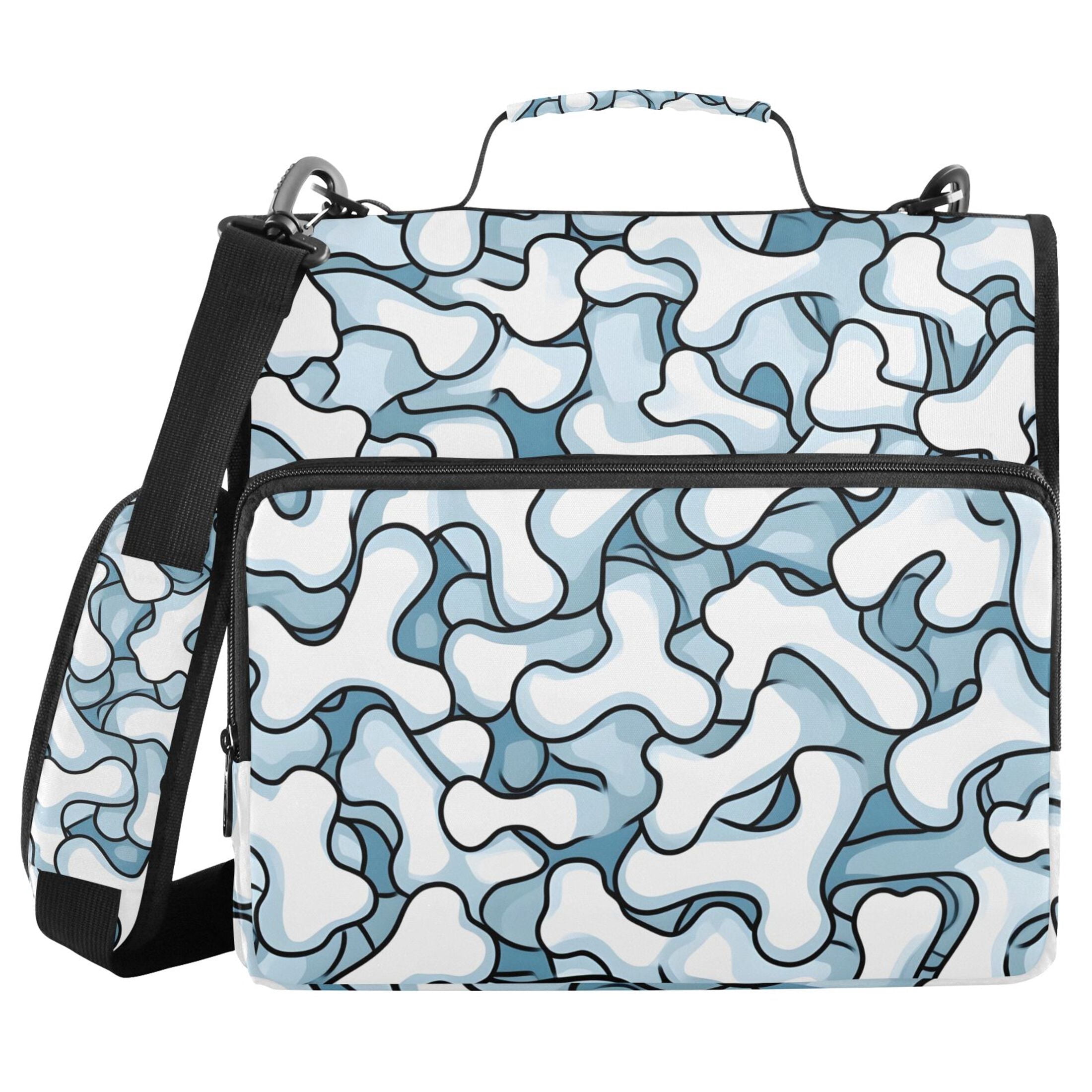 3 Ring Zipper Binder with Shoulder Strap Waterproof Trapper Keeper 2 Inch D-Ring 500 Sheets Capacity Blue Bones
