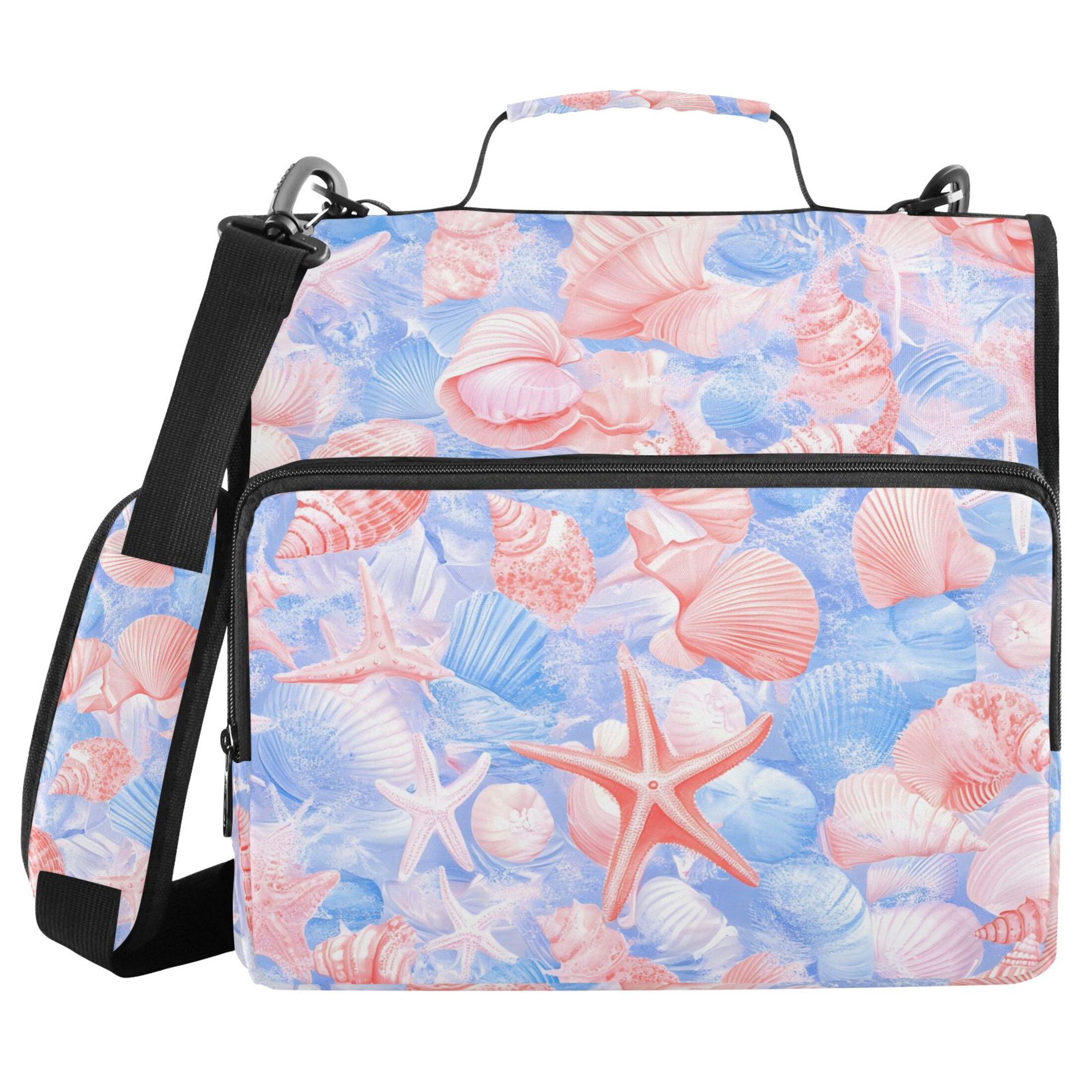 3 Ring Zipper Binder with Shoulder Strap Waterproof Trapper Keeper 2 Inch D-Ring 500 Sheets Capacity Blue Pink Shells