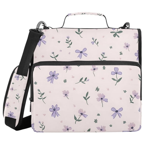 3 Ring Zipper Binder with Shoulder Strap Waterproof Trapper Keeper 2 Inch D-Ring 500 Sheets Capacity Bows Flower Leaf