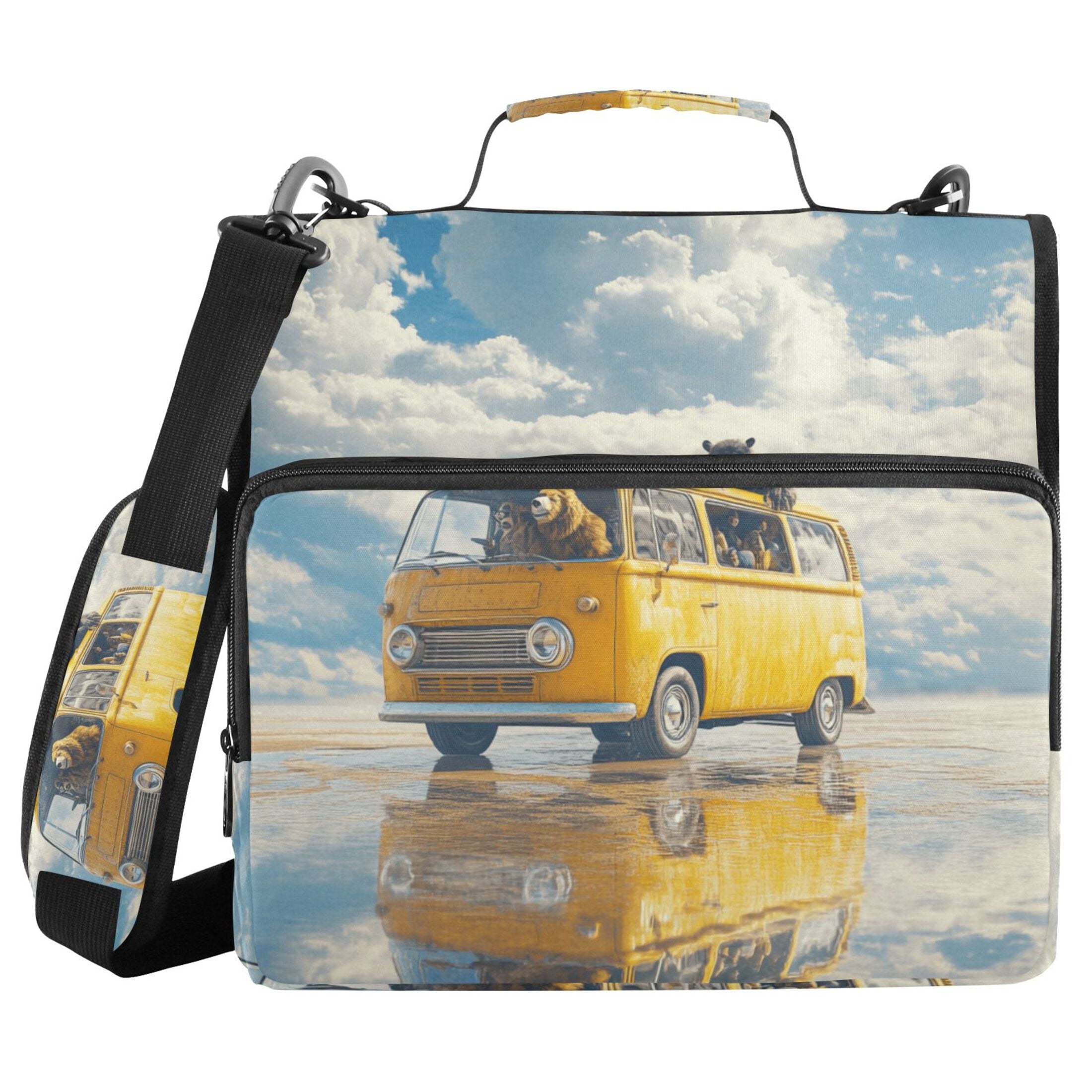 3 Ring Zipper Binder with Shoulder Strap Waterproof Trapper Keeper 2 Inch D-Ring 500 Sheets Capacity Bus on Lake