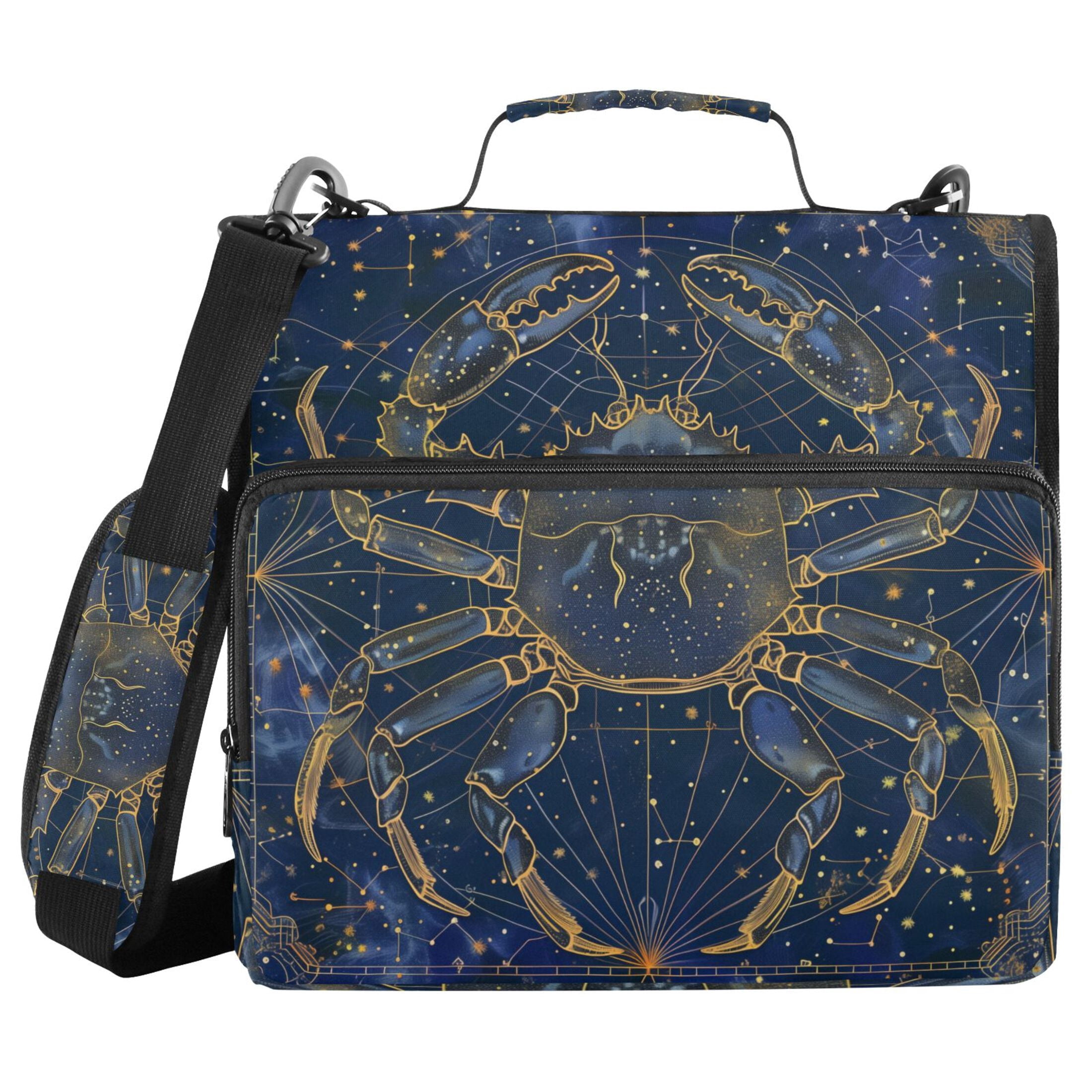 3 Ring Zipper Binder with Shoulder Strap Waterproof Trapper Keeper 2 Inch D-Ring 500 Sheets Capacity Cancer Of Zodiac