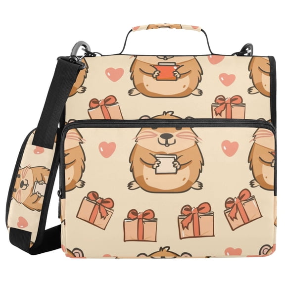 3 Ring Zipper Binder with Shoulder Strap Waterproof Trapper Keeper 2 Inch D-Ring 500 Sheets Capacity Capybara Holding Gift