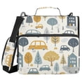 thumbnail image 1 of 3 Ring Zipper Binder with Shoulder Strap Waterproof Trapper Keeper 2 Inch D-Ring 500 Sheets Capacity Cars Tree Building, 1 of 7