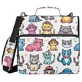 thumbnail image 1 of 3 Ring Zipper Binder with Shoulder Strap Waterproof Trapper Keeper 2 Inch D-Ring 500 Sheets Capacity Cartoon Cats with Hat, 1 of 7