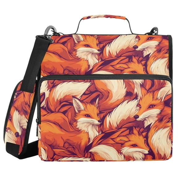 3 Ring Zipper Binder with Shoulder Strap Waterproof Trapper Keeper 2 Inch D-Ring 500 Sheets Capacity Cartoon Foxes