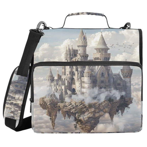 3 Ring Zipper Binder with Shoulder Strap Waterproof Trapper Keeper 2 Inch D-Ring 500 Sheets Capacity Castles Float in Air
