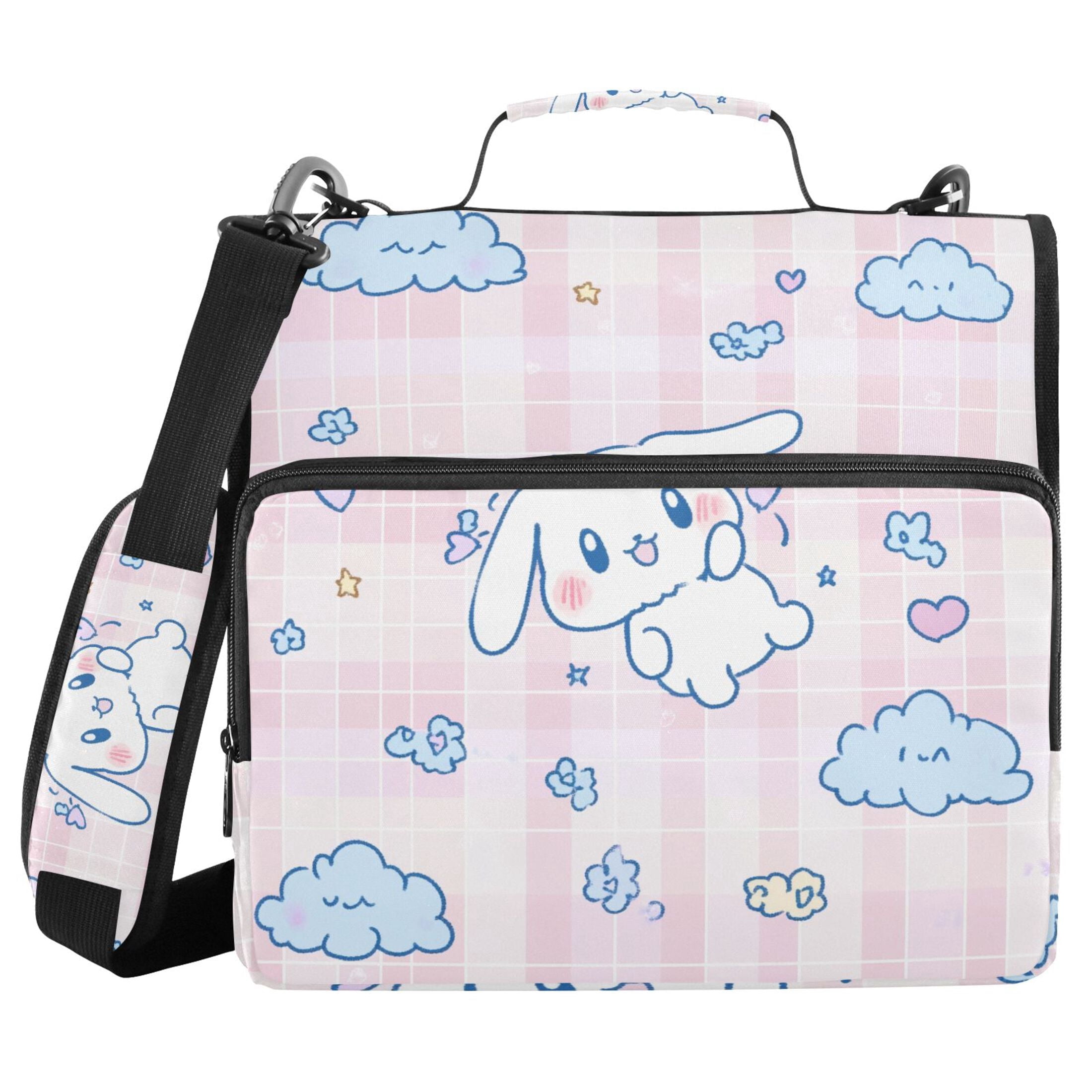 3 Ring Zipper Binder with Shoulder Strap Waterproof Trapper Keeper 2 Inch D-Ring 500 Sheets Capacity Cinnamoroll Flying in Sky