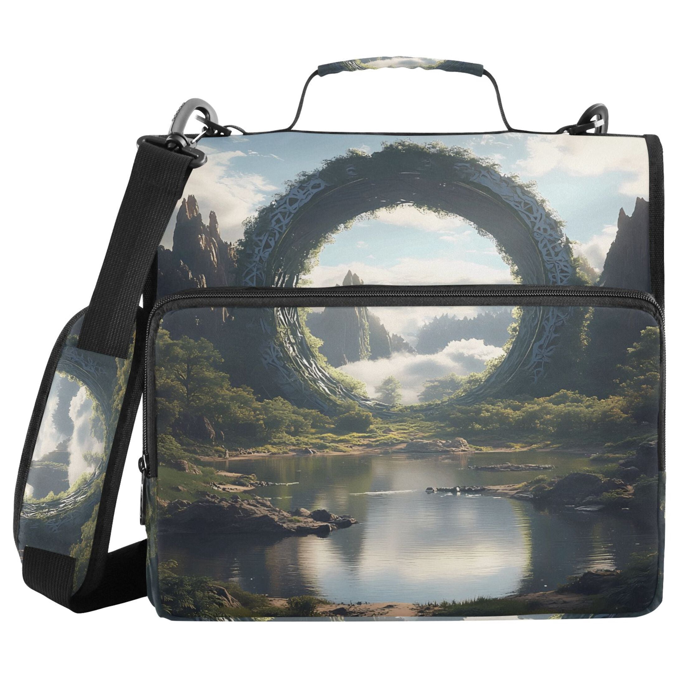 3 Ring Zipper Binder with Shoulder Strap Waterproof Trapper Keeper 2 Inch D-Ring 500 Sheets Capacity Circle Gate in Mountains