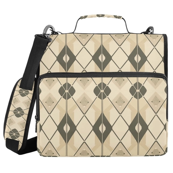 3 Ring Zipper Binder with Shoulder Strap Waterproof Trapper Keeper 2 Inch D-Ring 500 Sheets Capacity Coffee Block
