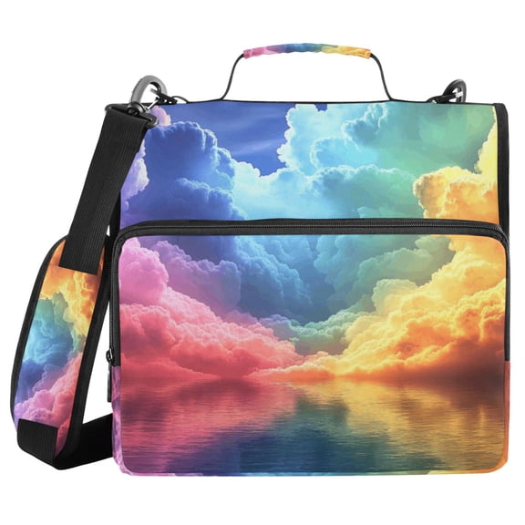 3 Ring Zipper Binder with Shoulder Strap Waterproof Trapper Keeper 2 Inch D-Ring 500 Sheets Capacity Colorful Clouds over Water