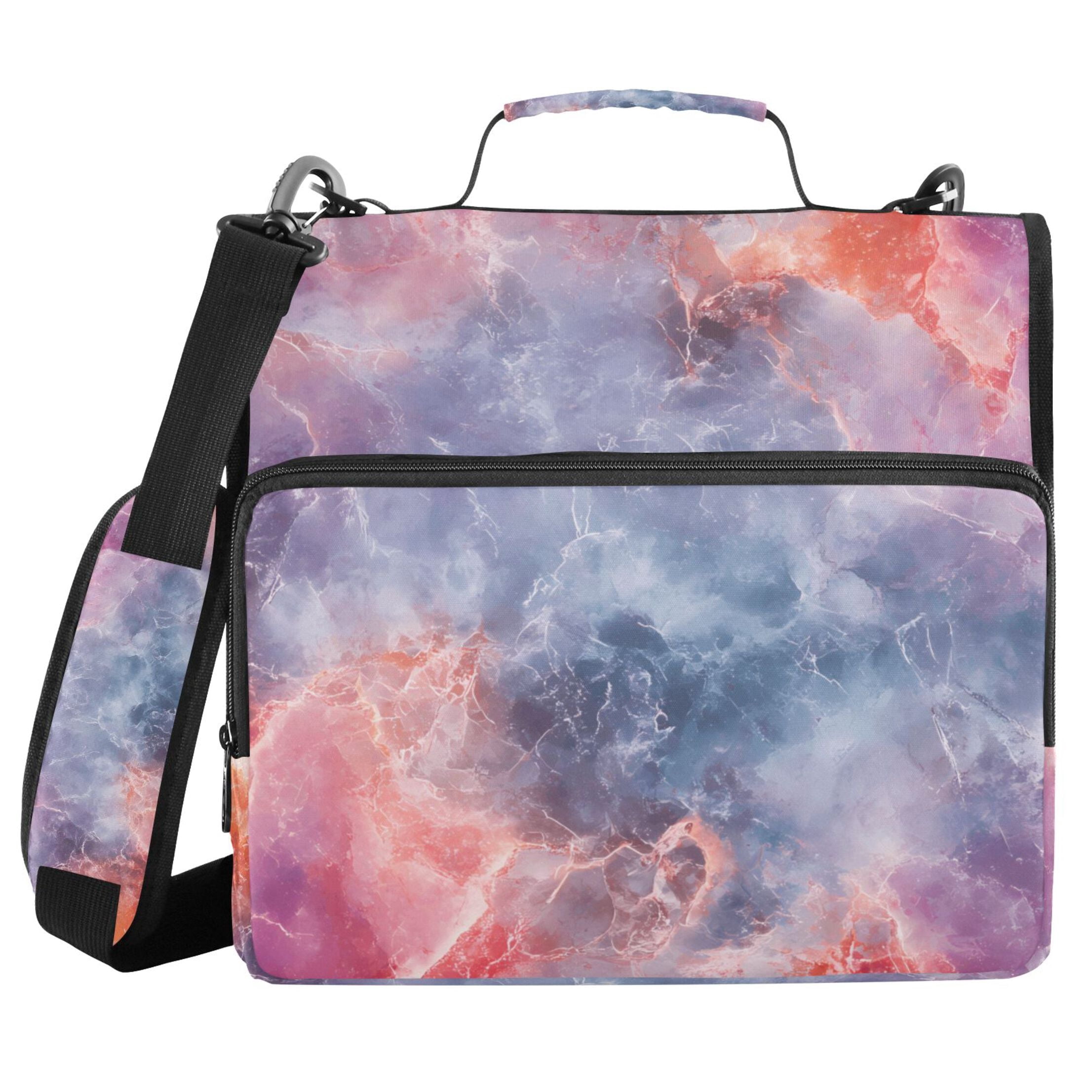 3 Ring Zipper Binder with Shoulder Strap Waterproof Trapper Keeper 2 Inch D-Ring 500 Sheets Capacity Colorful Nebulae Marble