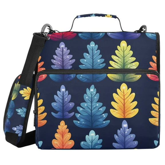 3 Ring Zipper Binder with Shoulder Strap Waterproof Trapper Keeper 1.5 Inch D-Ring 500 Sheets Capacity Colorful Tree