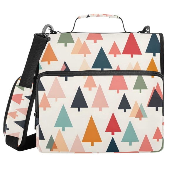 3 Ring Zipper Binder with Shoulder Strap Waterproof Trapper Keeper 2 Inch D-Ring 500 Sheets Capacity Colorful Triangular Tree