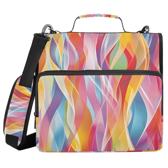 3 Ring Zipper Binder with Shoulder Strap Waterproof Trapper Keeper 1.5 Inch D-Ring 500 Sheets Capacity Colorful and Elegant Line