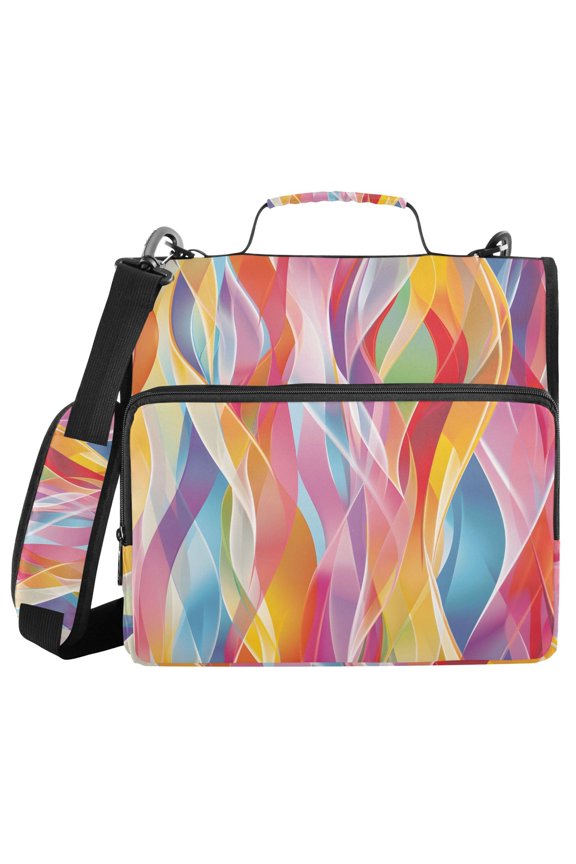 3 Ring Zipper Binder with Shoulder Strap Waterproof Trapper Keeper 1.5 Inch D-Ring 500 Sheets Capacity Colorful and Elegant Line