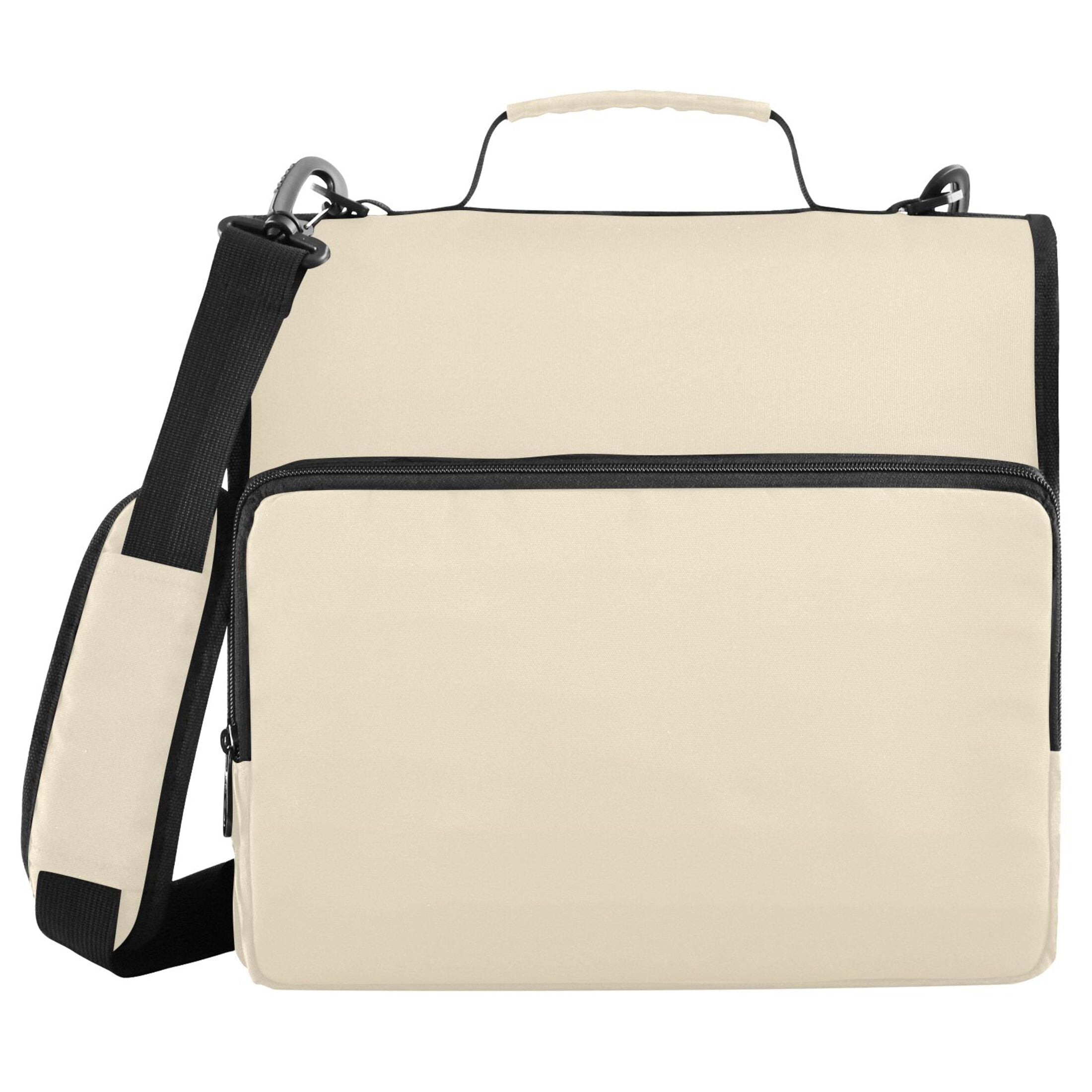 3 Ring Zipper Binder with Shoulder Strap Waterproof Trapper Keeper 2 Inch D-Ring 500 Sheets Capacity Cream