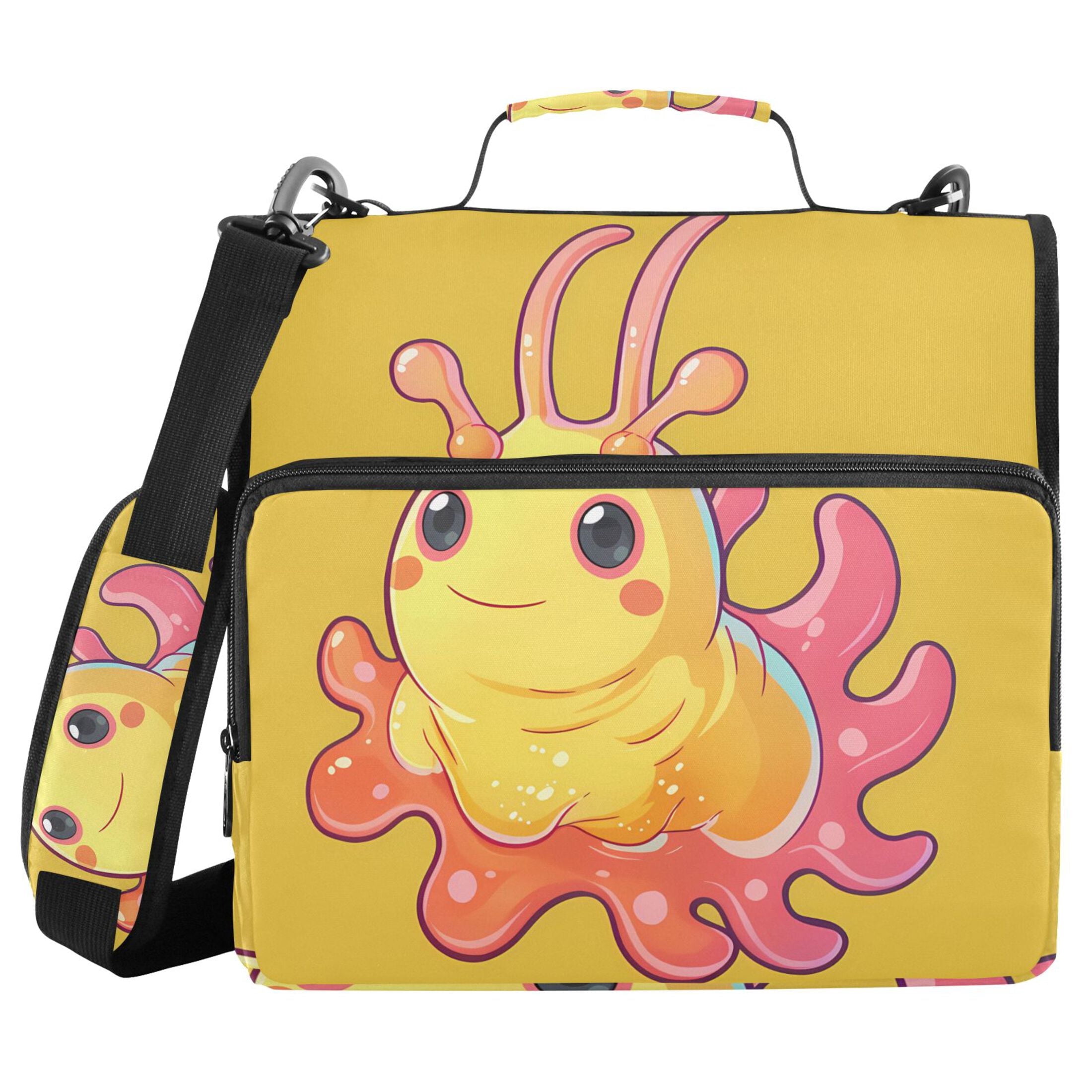 3 Ring Zipper Binder with Shoulder Strap Waterproof Trapper Keeper 2 Inch D-Ring 500 Sheets Capacity Cute Sea Slug