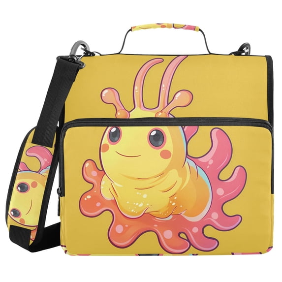 3 Ring Zipper Binder with Shoulder Strap Waterproof Trapper Keeper 2 Inch D-Ring 500 Sheets Capacity Cute Sea Slug