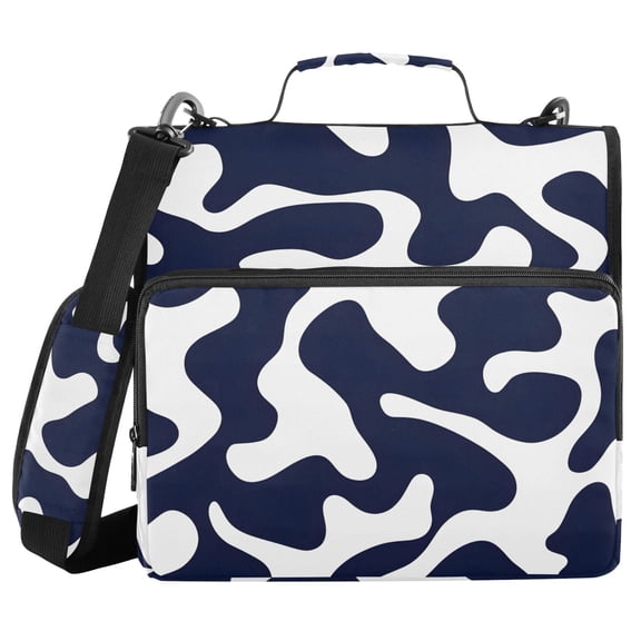 3 Ring Zipper Binder with Shoulder Strap Waterproof Trapper Keeper 2 Inch D-Ring 500 Sheets Capacity Dark Blue Spots