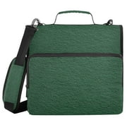 3 Ring Zipper Binder with Shoulder Strap Waterproof Trapper Keeper 1.5 Inch D-Ring 500 Sheets Capacity Dark Green Felt