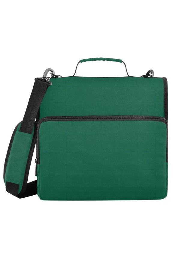 3 Ring Zipper Binder with Shoulder Strap Waterproof Trapper Keeper 2 Inch D-Ring 500 Sheets Capacity Dark Green