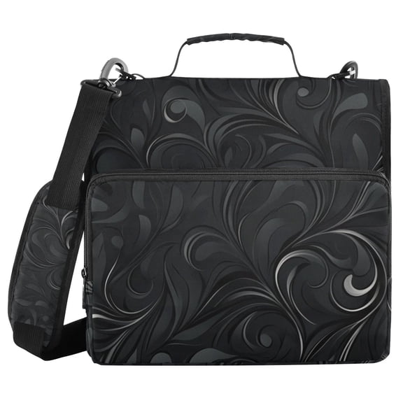 3 Ring Zipper Binder with Shoulder Strap Waterproof Trapper Keeper 2 Inch D-Ring 500 Sheets Capacity Dark Mysterious Swirling Plants
