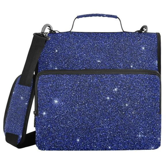 3 Ring Zipper Binder with Shoulder Strap Waterproof Trapper Keeper 1.5 Inch D-Ring 500 Sheets Capacity Deep Blue Sparkling and Shining