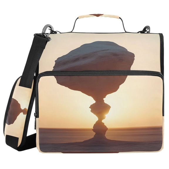 3 Ring Zipper Binder with Shoulder Strap Waterproof Trapper Keeper 2 Inch D-Ring 500 Sheets Capacity Desert Stone Landscape
